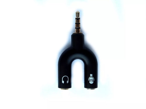 3.5 mm U formos ausinių ir mikrofono adapteris – Y splitter kabelis, 1 vnt.